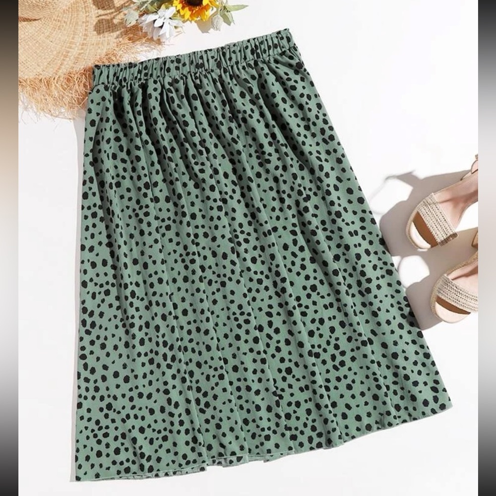 Shein Plus Mint Green Dalmatian Print A Line Skirt